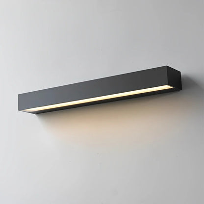 Modern rectangular wall light fixture on a gray background
